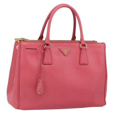 PRADA Galleria 手提包 Safiano 皮革 粉紅色 金色裝飾 正品 yk19919