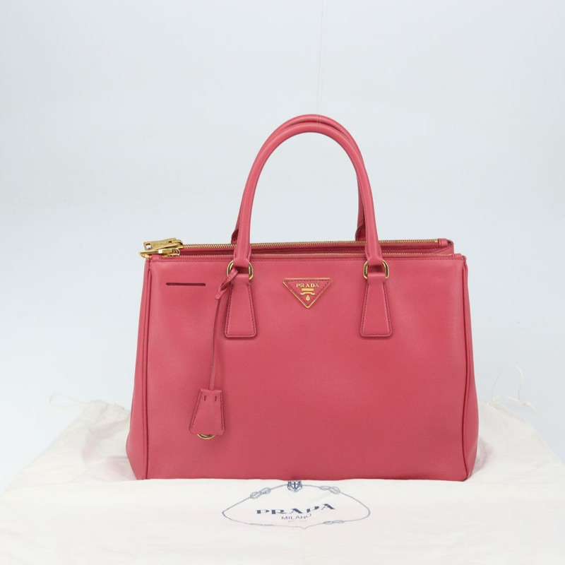 【日本直送】PRADA Galleria 手提包 Safiano 皮革 粉紅色 金色裝飾 正品 yk19919-11