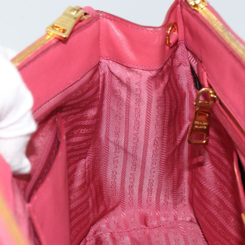 【日本直送】PRADA Galleria 手提包 Safiano 皮革 粉紅色 金色裝飾 正品 yk19919-21