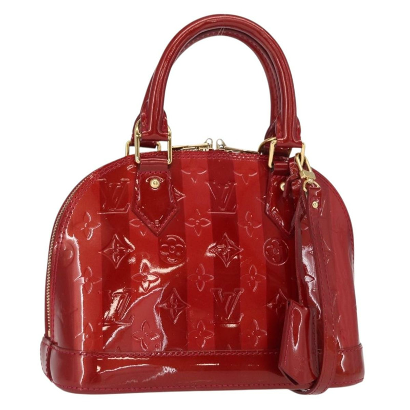 【日本直送】路易威登 Vernis Rayure Alma BB 包 2way Pomme D'amour M91593 正品 164156-0