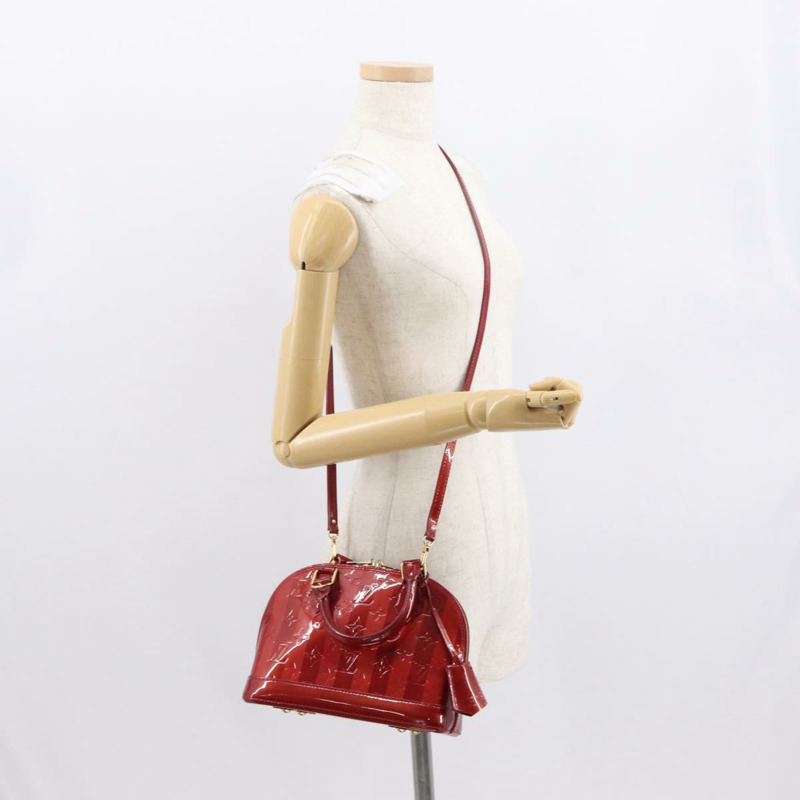 【日本直送】路易威登 Vernis Rayure Alma BB 包 2way Pomme D'amour M91593 正品 164156-25