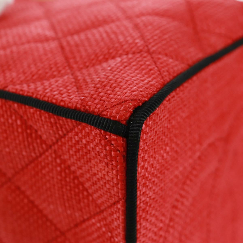 【日本直送】香奈兒鏈手提包 拉菲草 紅色 金色 CC 認證 162896V-7