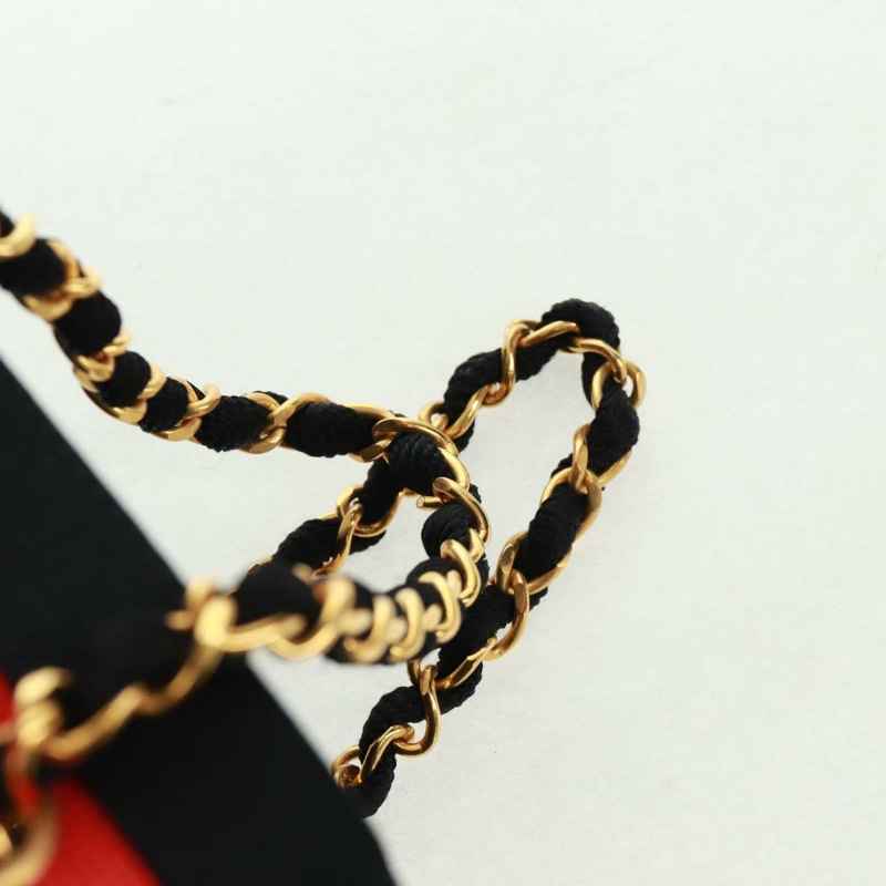 【日本直送】香奈兒鏈手提包 拉菲草 紅色 金色 CC 認證 162896V-13