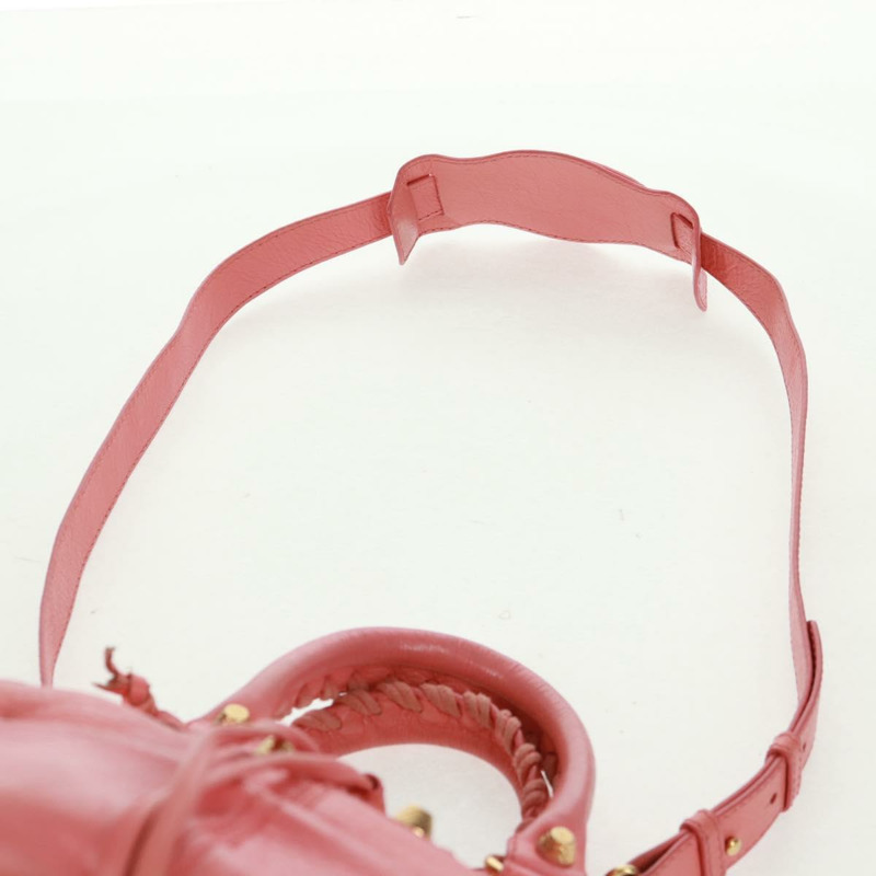 【日本直送】BALENCIAGA 巨型迷你絨球手提包 皮革 2way 粉金配色 正品 161592V-13