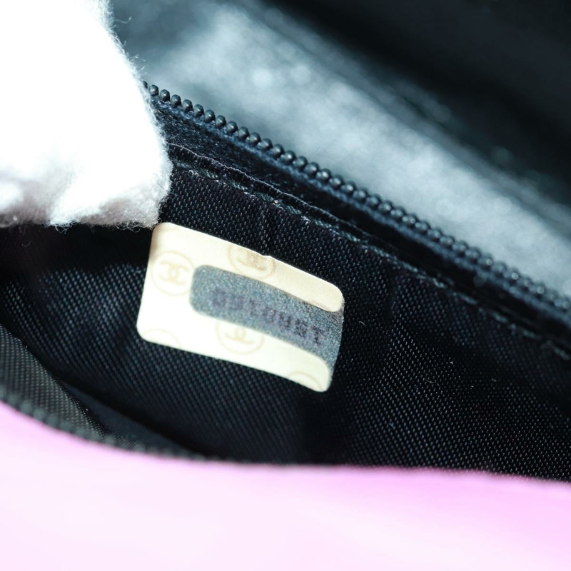 【日本直送】香奈兒 (CHANEL) 絎縫鏈條山茶花單肩包 棉質粉紅金色雙C標誌 Auth 161522V-9