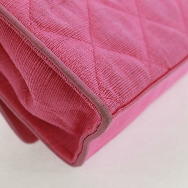 【日本直送】香奈兒 (CHANEL) 絎縫鏈條山茶花單肩包 棉質粉紅金色雙C標誌 Auth 161522V-17