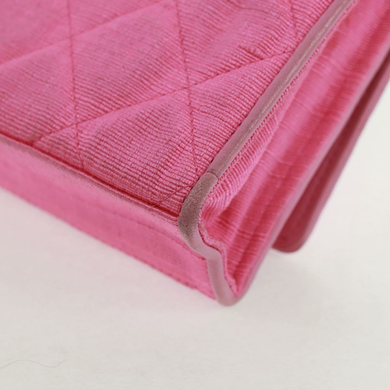 【日本直送】香奈兒 (CHANEL) 絎縫鏈條山茶花單肩包 棉質粉紅金色雙C標誌 Auth 161522V-18