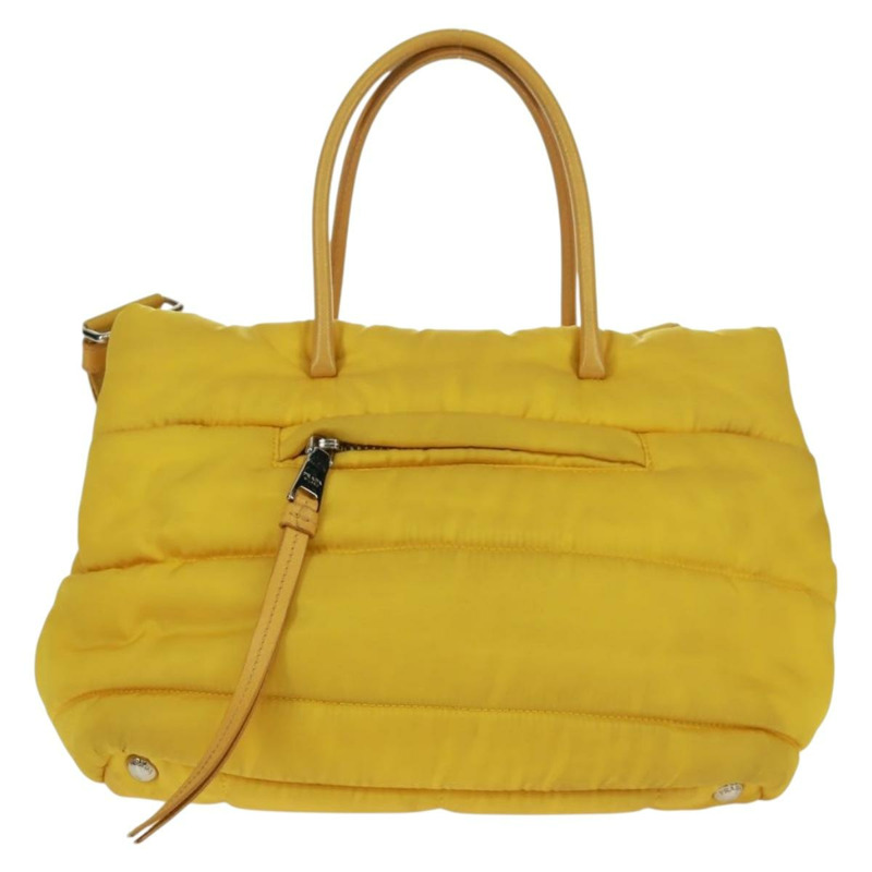 【日本直送】PRADA Test Bomber 手提包 尼龍 2way 黃 銀色 Auth 162845V-1