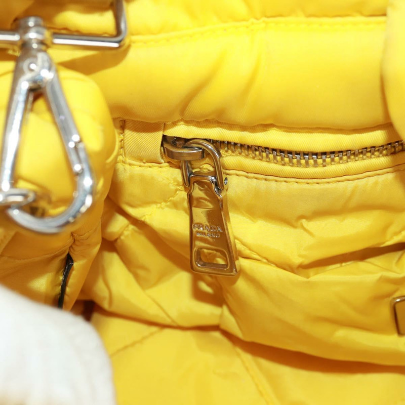 【日本直送】PRADA Test Bomber 手提包 尼龍 2way 黃 銀色 Auth 162845V-26