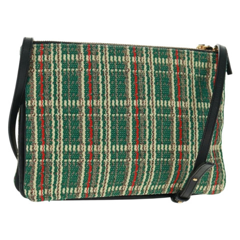 CELINE Trio 大單肩包，斜紋軟呢，綠色/金色，正品 162840V