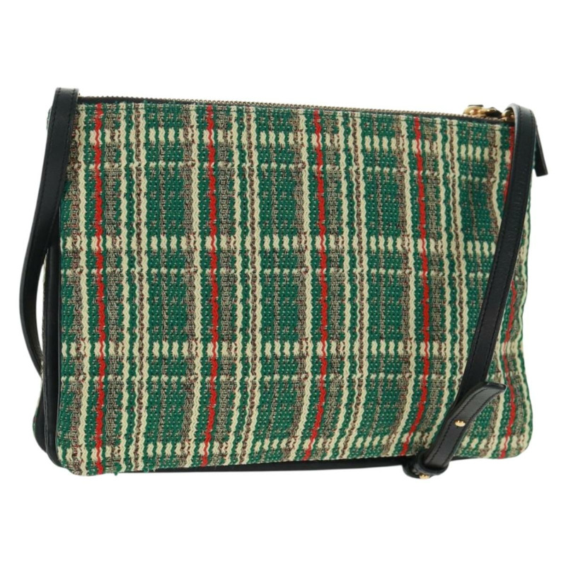 【日本直送】CELINE Trio 大單肩包，斜紋軟呢，綠色/金色，正品，貨號 162840V-0