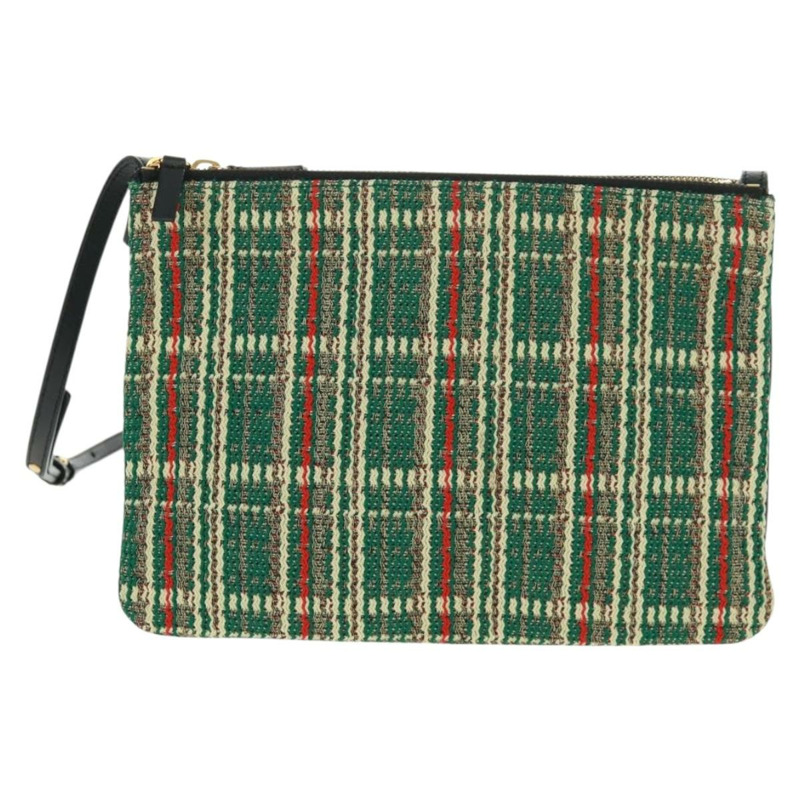 【日本直送】CELINE Trio 大單肩包，斜紋軟呢，綠色/金色，正品，貨號 162840V-1