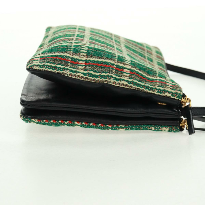 【日本直送】CELINE Trio 大單肩包，斜紋軟呢，綠色/金色，正品，貨號 162840V-3