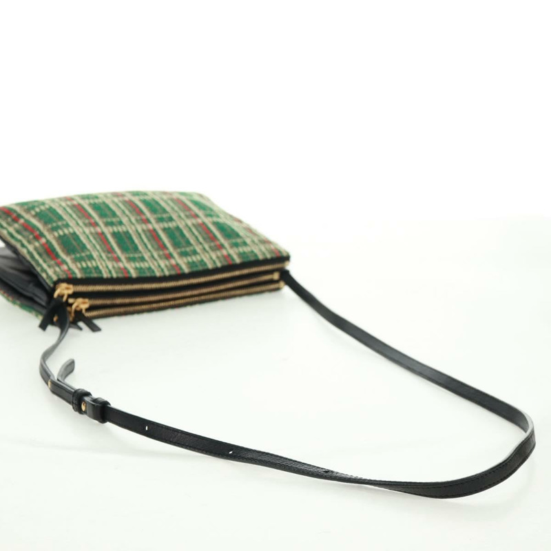 【日本直送】CELINE Trio 大單肩包，斜紋軟呢，綠色/金色，正品，貨號 162840V-6