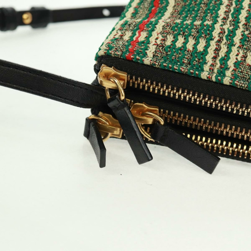 【日本直送】CELINE Trio 大單肩包，斜紋軟呢，綠色/金色，正品，貨號 162840V-8