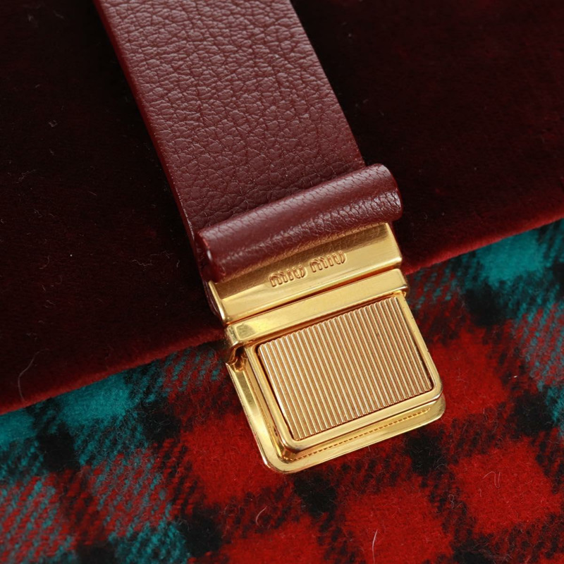【日本直送】Miu Miu 天鵝絨手提包 2way 紅色金色 正品 162863SAV-22