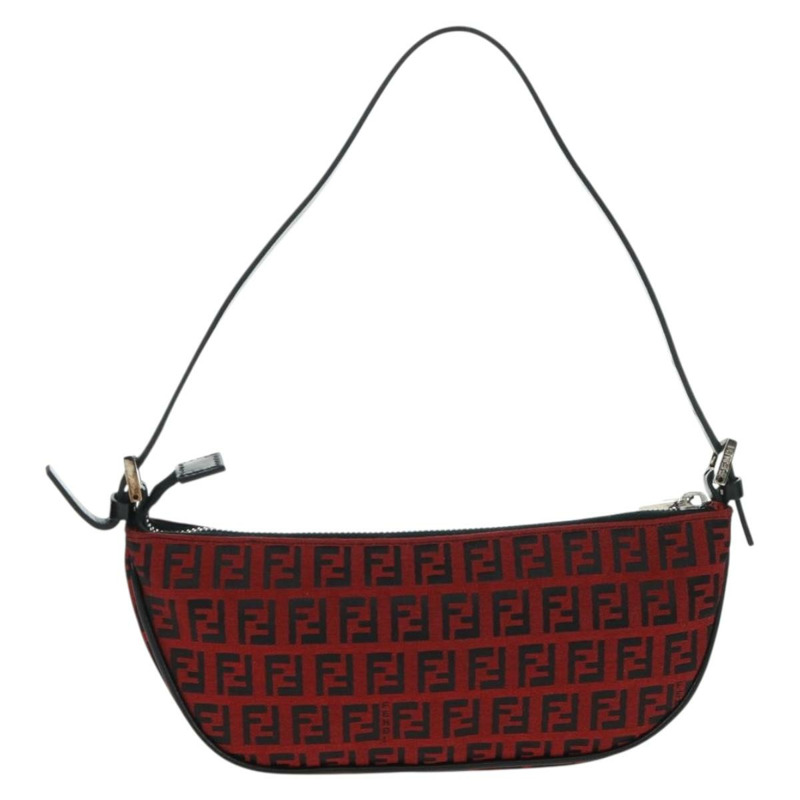 【日本直送】FENDI Zucchino帆布單肩包 紅色銀色 正品 160964V-1