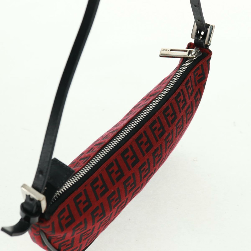 【日本直送】FENDI Zucchino帆布單肩包 紅色銀色 正品 160964V-5