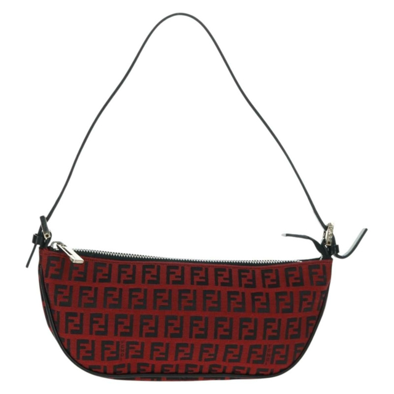 【日本直送】FENDI Zucchino帆布單肩包 紅色銀色 正品 160964V-12