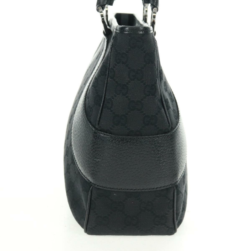 【日本直送】GUCCI GG帆布手提包 黑色 銀色 113011 正品 163073V-2