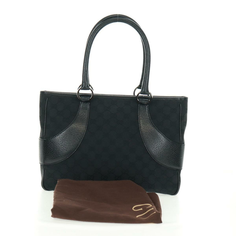 【日本直送】GUCCI GG帆布手提包 黑色 銀色 113011 正品 163073V-11