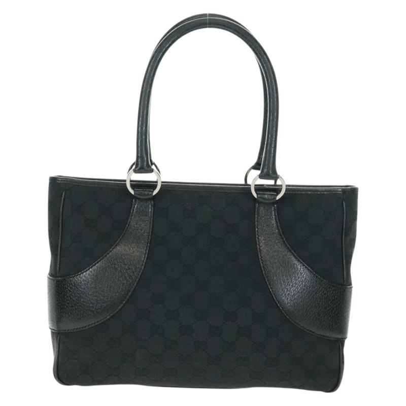 【日本直送】GUCCI GG帆布手提包 黑色 銀色 113011 正品 163073V-12