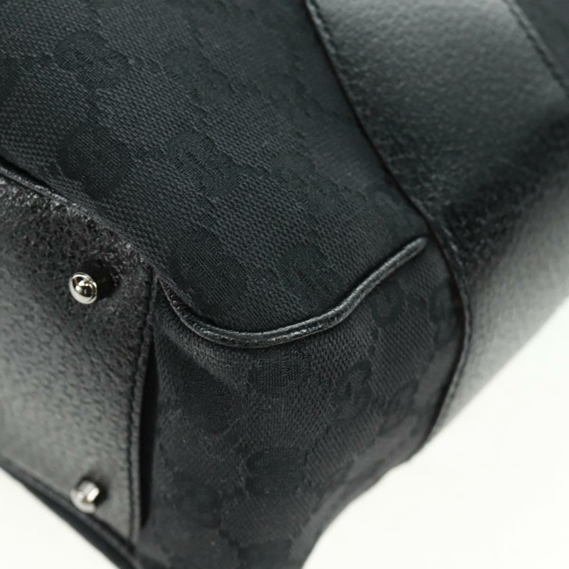【日本直送】GUCCI GG帆布手提包 黑色 銀色 113011 正品 163073V-13