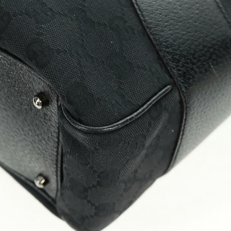 【日本直送】GUCCI GG帆布手提包 黑色 銀色 113011 正品 163073V-15