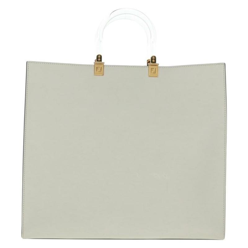 【日本直送】FENDI 白色金色皮革手提包，貨號 163410M-1
