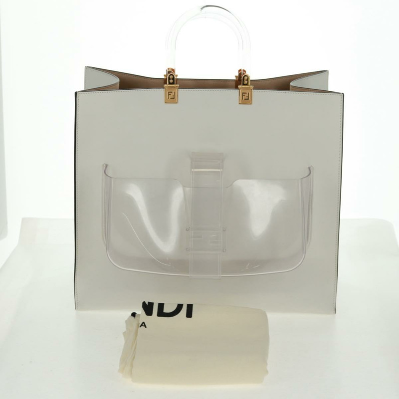 【日本直送】FENDI 白色金色皮革手提包，貨號 163410M-11