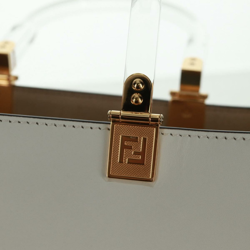 【日本直送】FENDI 白色金色皮革手提包，貨號 163410M-18