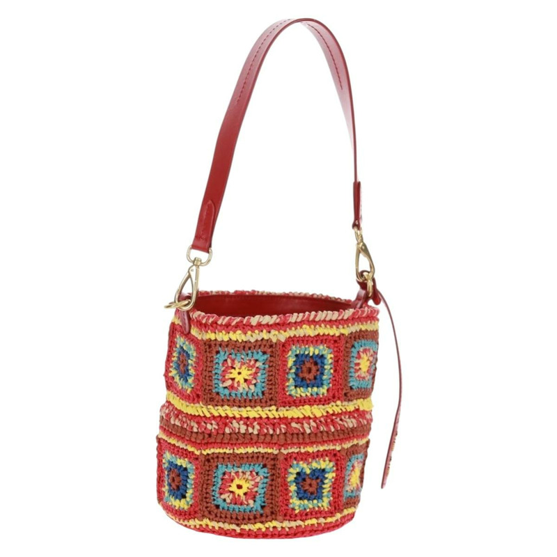 【日本直送】Miu Miu 拉菲草多色金色肩背包 正品 163050SAV-0