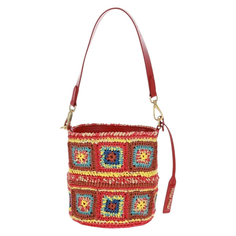 【日本直送】Miu Miu 拉菲草多色金色肩背包 正品 163050SAV-12