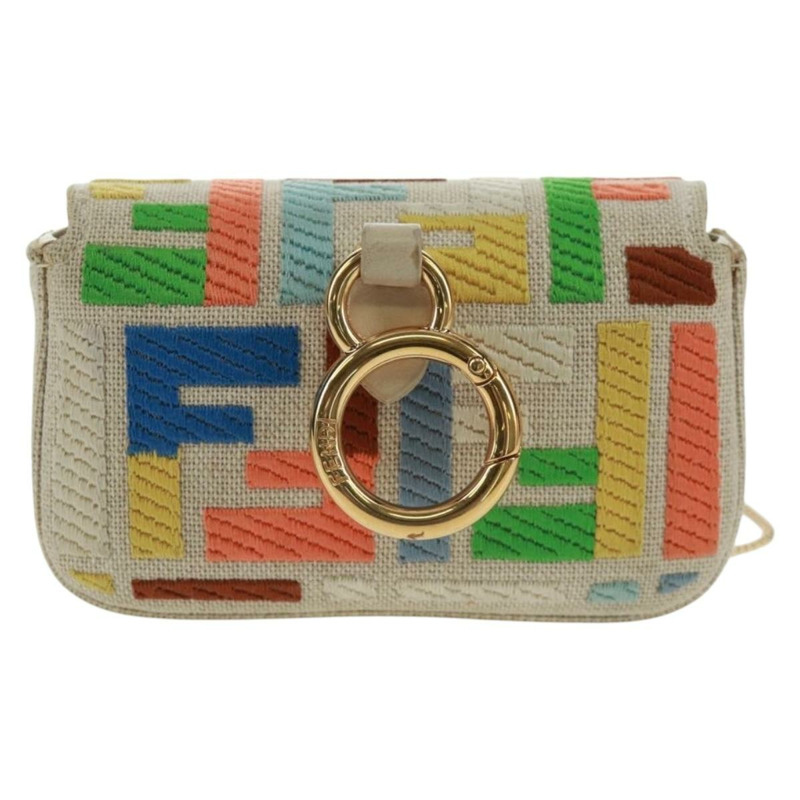 【日本直送】FENDI Zucca 帆布微型水桶包吊飾 多色金色 正品 163112SAM-1