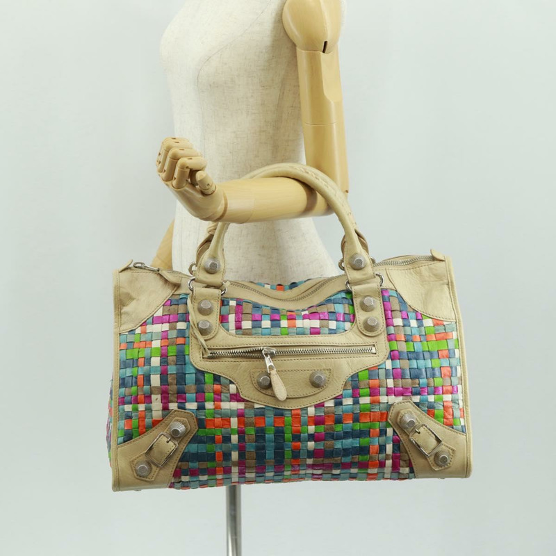 【日本直送】BALENCIAGA Giant Work 手提包 皮革 多色 銀色 173080 正品 163060V-24