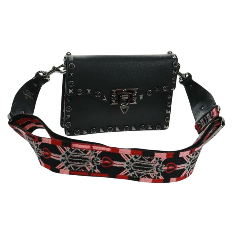 【日本直送】VALENTINO 鉚釘單肩包 皮革 黑色 銀色 正品 164070SAV-0