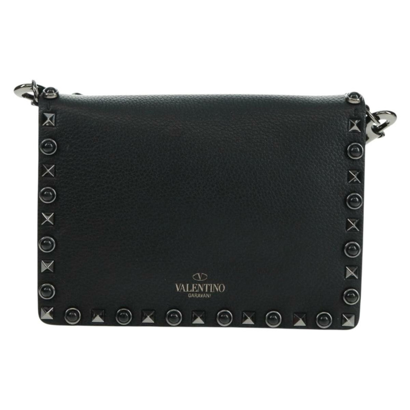 【日本直送】VALENTINO 鉚釘單肩包 皮革 黑色 銀色 正品 164070SAV-1