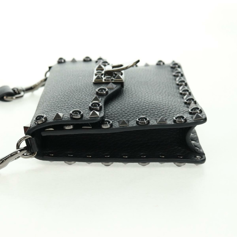 【日本直送】VALENTINO 鉚釘單肩包 皮革 黑色 銀色 正品 164070SAV-2