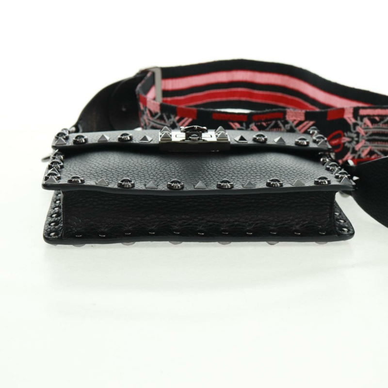 【日本直送】VALENTINO 鉚釘單肩包 皮革 黑色 銀色 正品 164070SAV-4