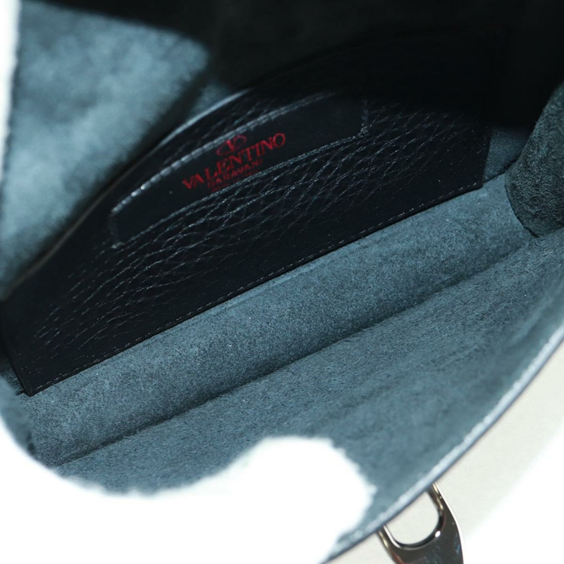 【日本直送】VALENTINO 鉚釘單肩包 皮革 黑色 銀色 正品 164070SAV-9