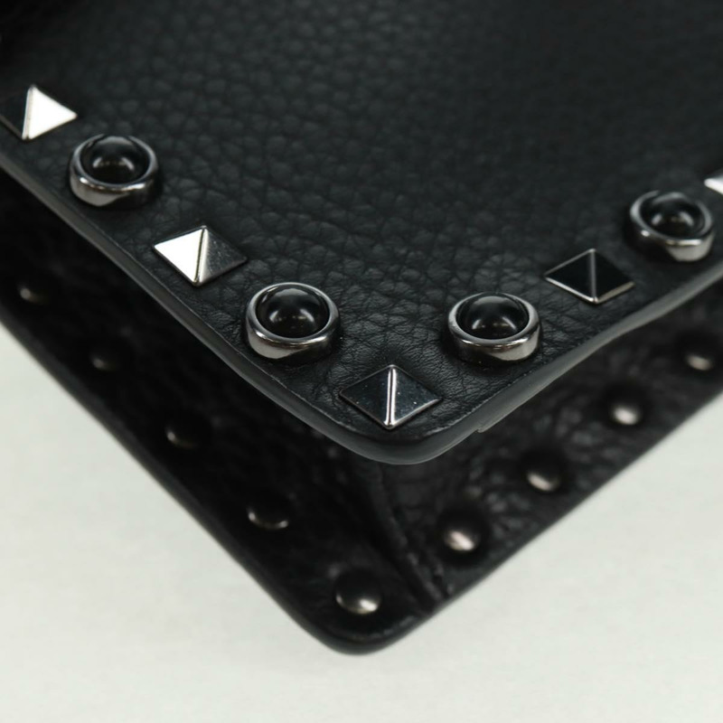 【日本直送】VALENTINO 鉚釘單肩包 皮革 黑色 銀色 正品 164070SAV-14