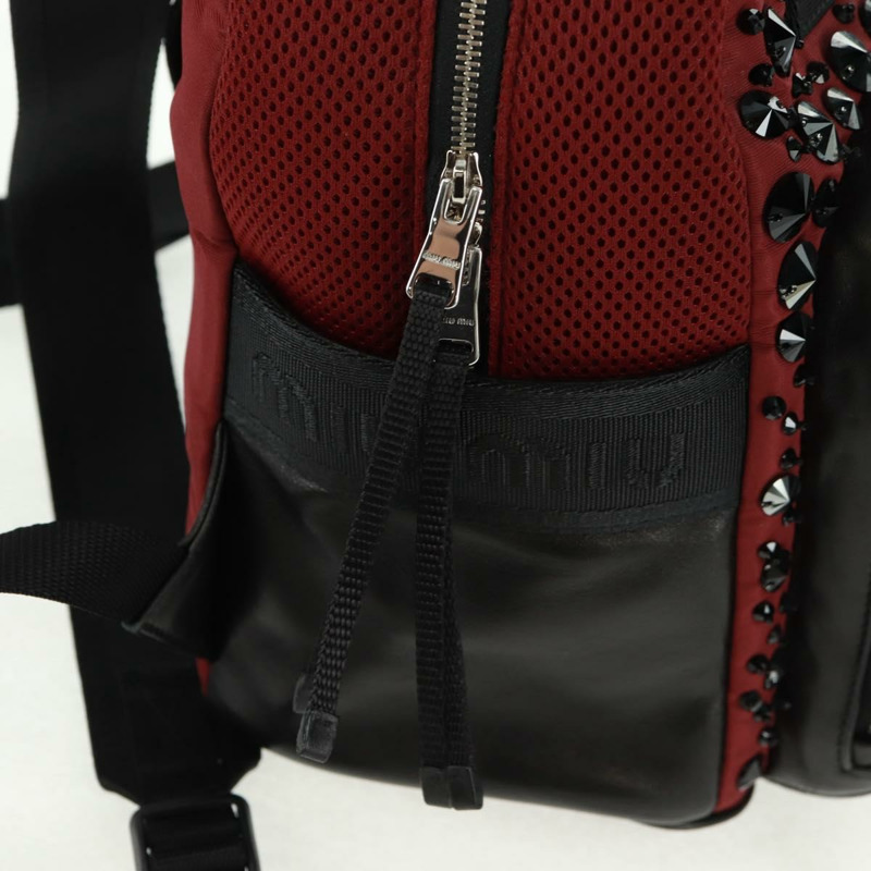 【日本直送】Miu Miu 雙肩包 尼龍皮革 酒紅色 5BZ005 正品 164089SAV-22