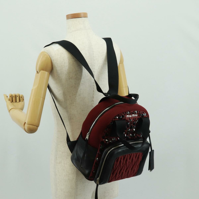 【日本直送】Miu Miu 雙肩包 尼龍皮革 酒紅色 5BZ005 正品 164089SAV-28