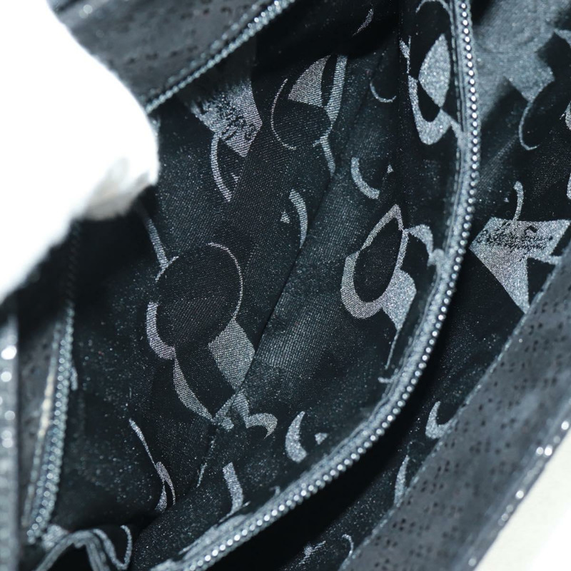 【日本直送】Salvatore Ferragamo 鏈條單肩包 麂皮 黑色 銀色 正品 154248V-22