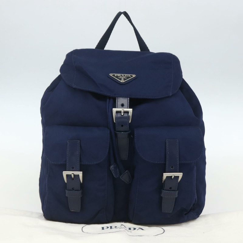 【日本直送】PRADA 雙肩包 尼龍 海軍藍 銀色 正品 164098V-11
