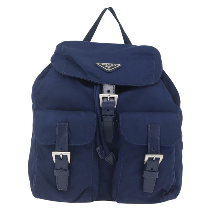 【日本直送】PRADA 雙肩包 尼龍 海軍藍 銀色 正品 164098V-12