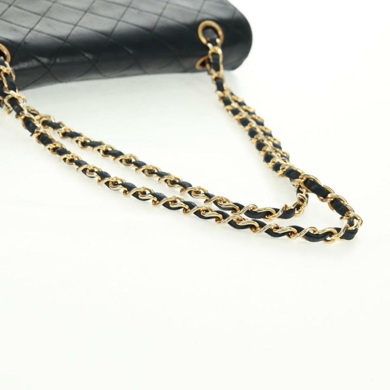 【日本直送】香奈兒 (CHANEL) 絎縫鏈條單肩包，羊皮材質，黑色，金色雙C標誌，正品編號 157555SAV-6