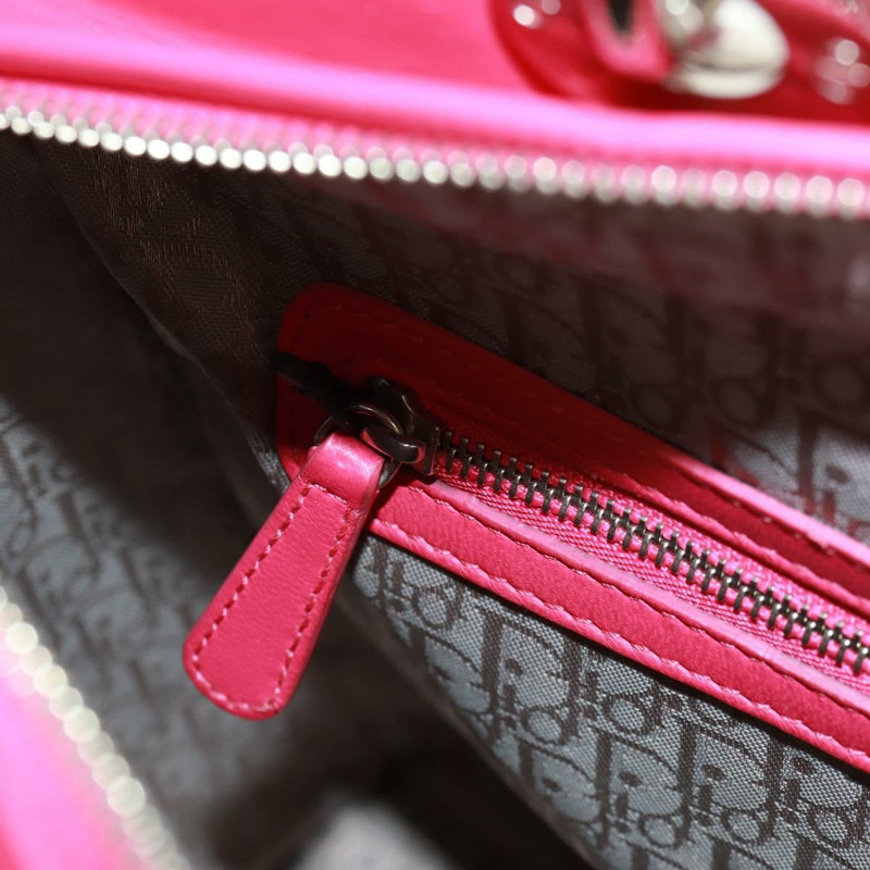 【日本直送】Christian Dior Lady Dior 手提包，羊皮材質，粉紅色/銀色兩用，正品，貨號 163880SAM-24