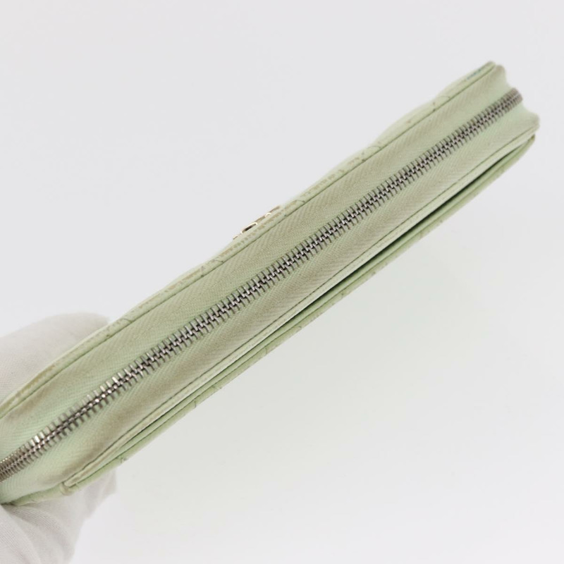 【日本直送】香奈兒長錢包，魚子醬皮，綠色，金色，CC標誌，Auth 164071A-5