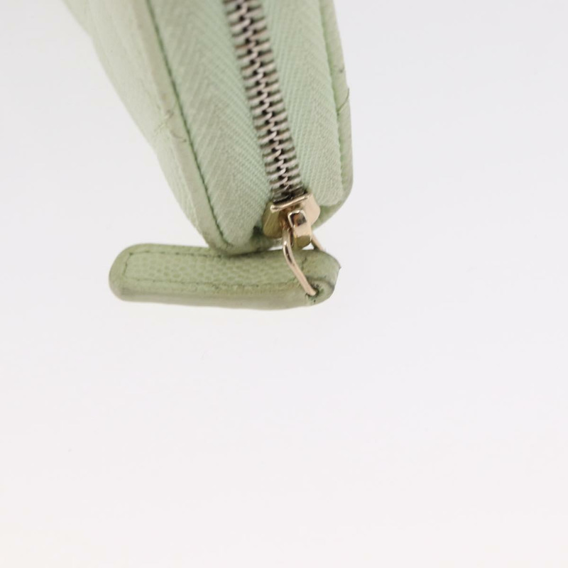 【日本直送】香奈兒長錢包，魚子醬皮，綠色，金色，CC標誌，Auth 164071A-7